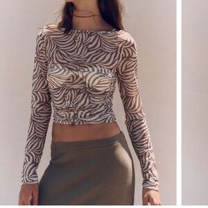 Brown Free People Zebra Print Women's Top